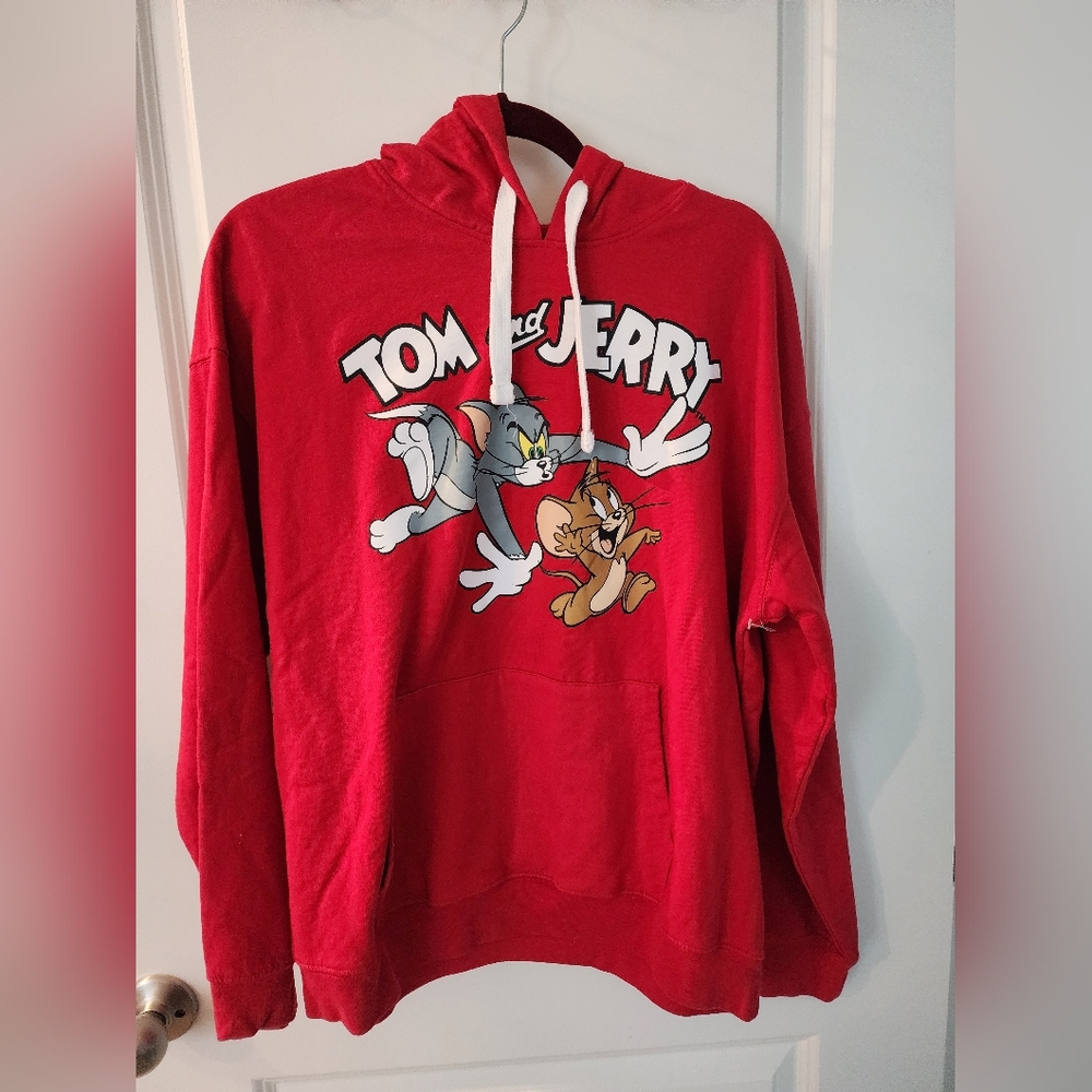 Tom and Jerry Red Hoodie Sweatshirt Size XXL.